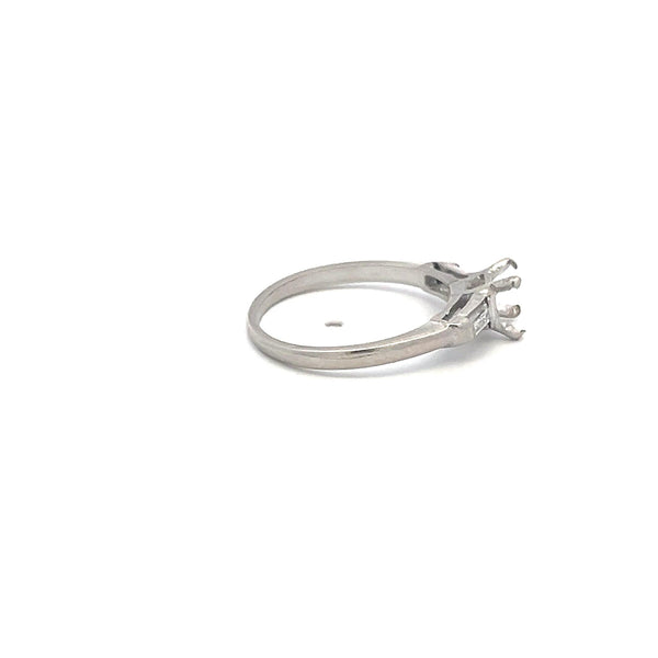 0.16 Carat Baguette Shape G VS Diamond Platinum Semi Mount Ring