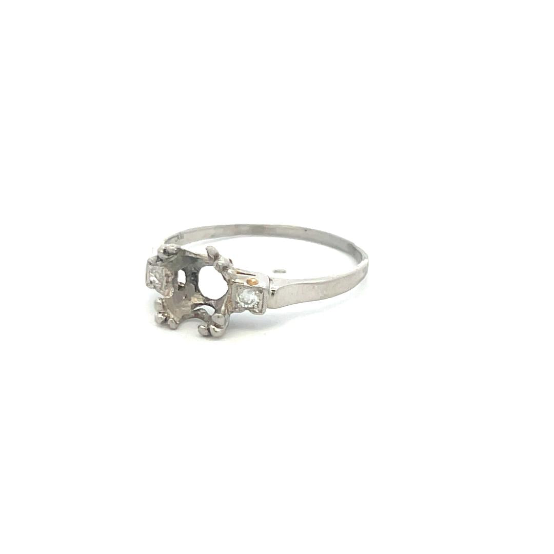 0.08 Carat Circular Brilliant Cut H SI Diamond Platinum Semi Mount Ring