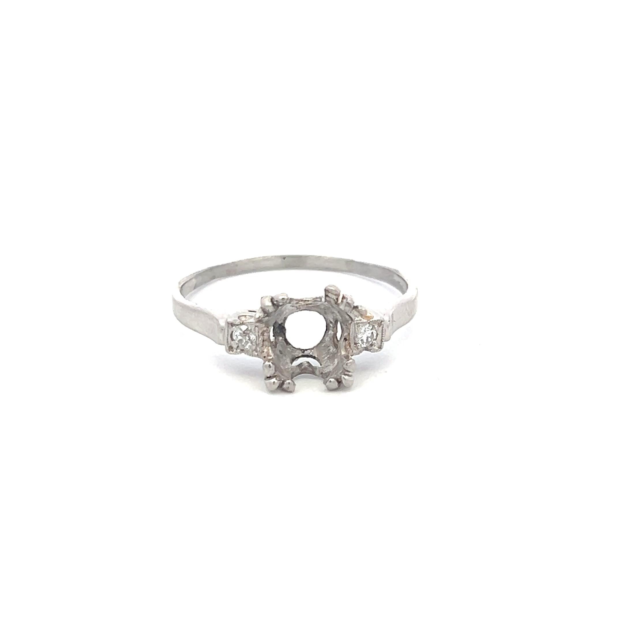 0.08 Carat Circular Brilliant Cut H SI Diamond Platinum Semi Mount Ring