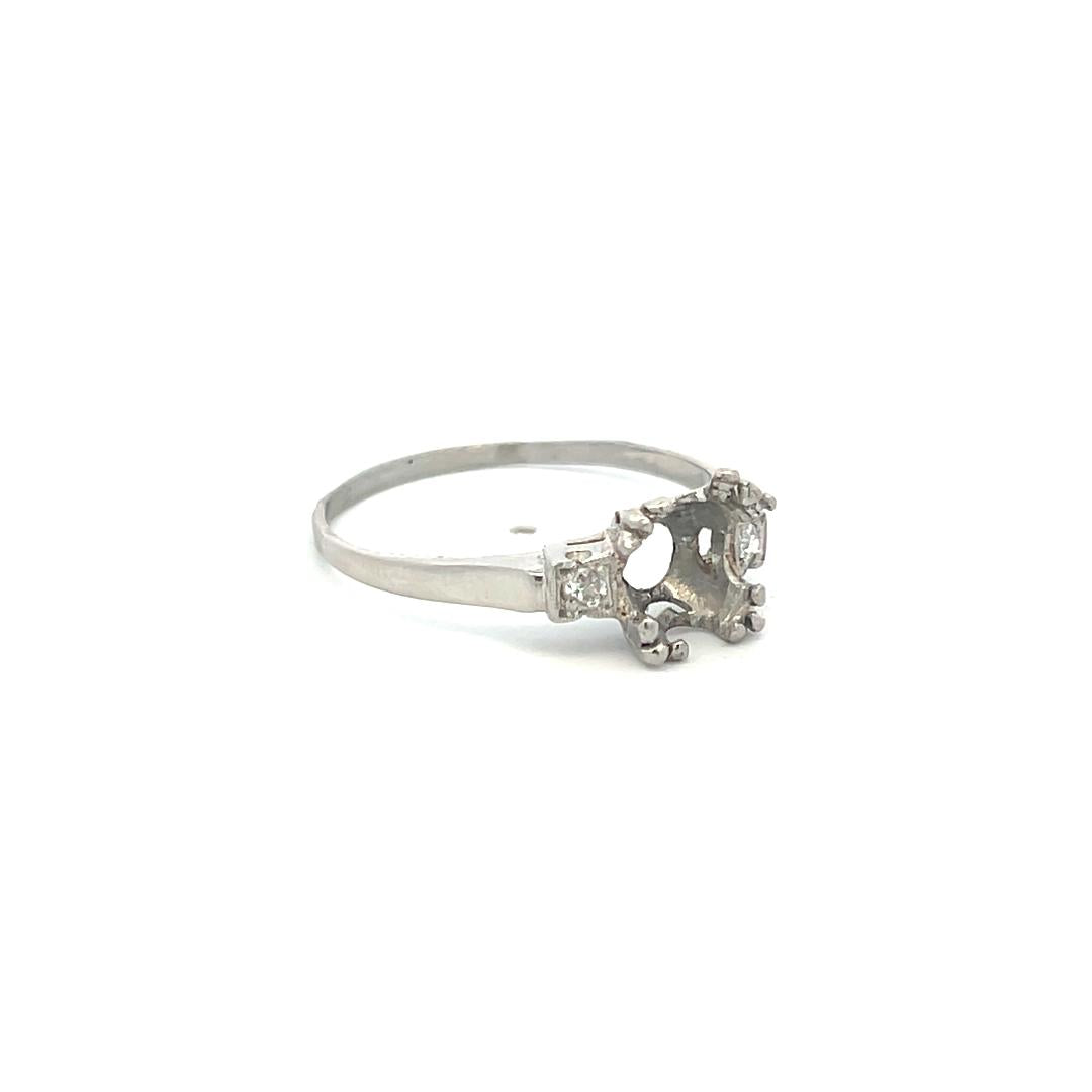 0.08 Carat Circular Brilliant Cut H SI Diamond Platinum Semi Mount Ring