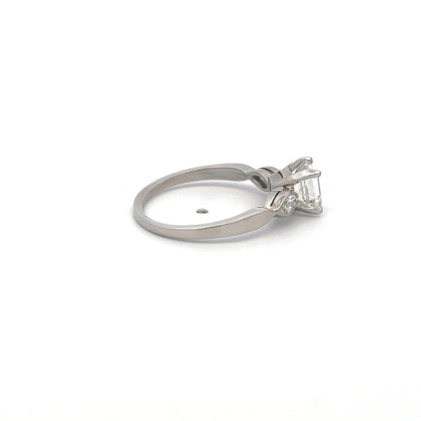 0.95 Carat Asscher Cut I VS and Marquis Shape Diamond Platinum Engagement Ring