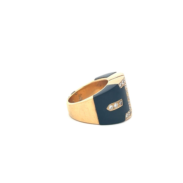 0.84 Carat Round Brilliant H SI Diamond 18 Karat Yellow Gold Cocktail Ring