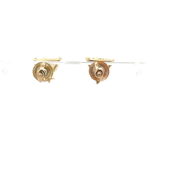 2.02 Carat Triangular Shape O-U I1-SI1 Diamond 14K Yellow Gold Stud Earrings