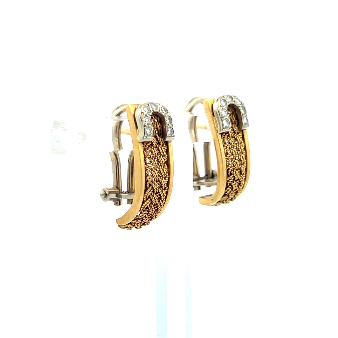 0.07 Carat Round Brilliant I SI Diamond 18 Karat Yellow Gold Clip On Earrings