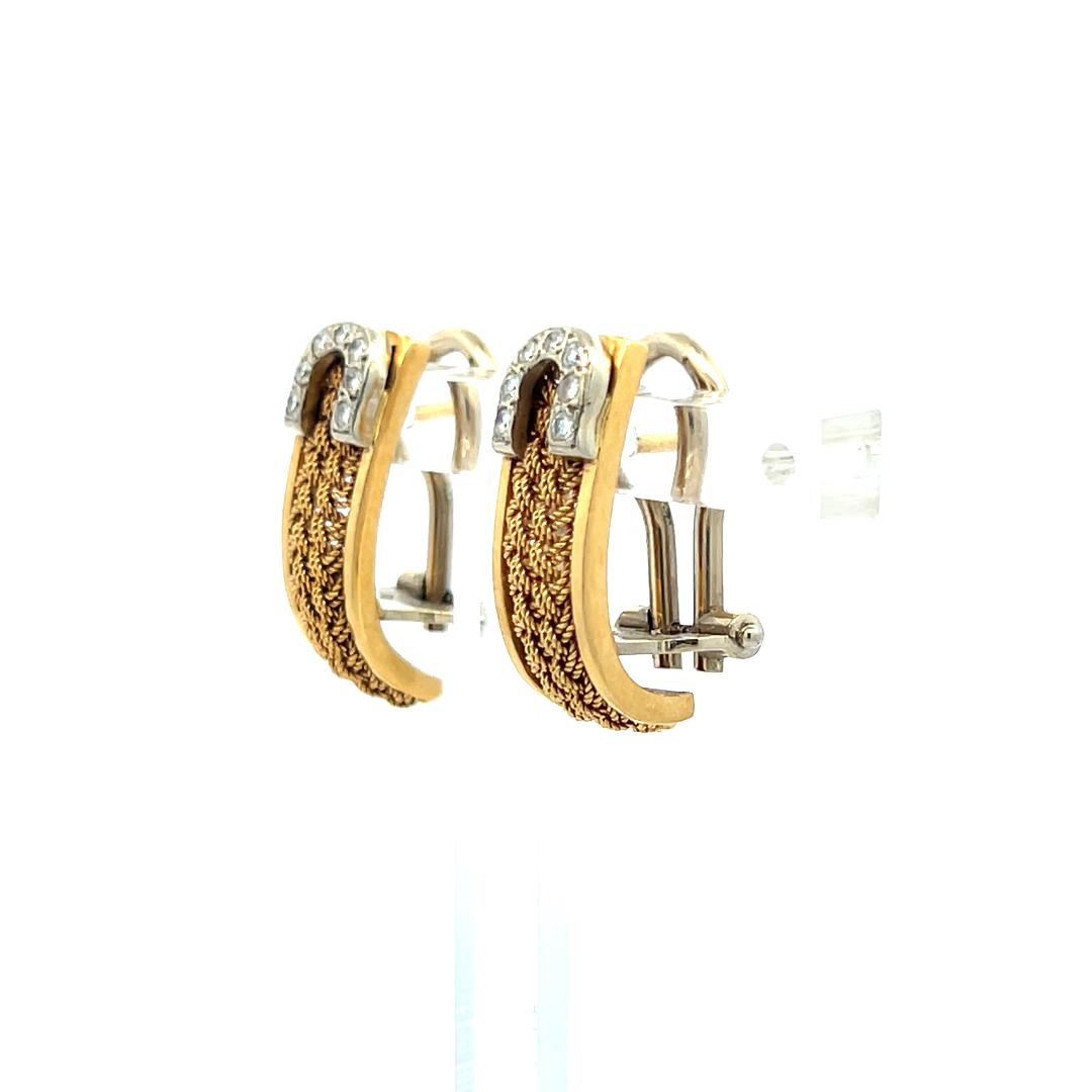 0.07 Carat Round Brilliant I SI Diamond 18 Karat Yellow Gold Clip On Earrings