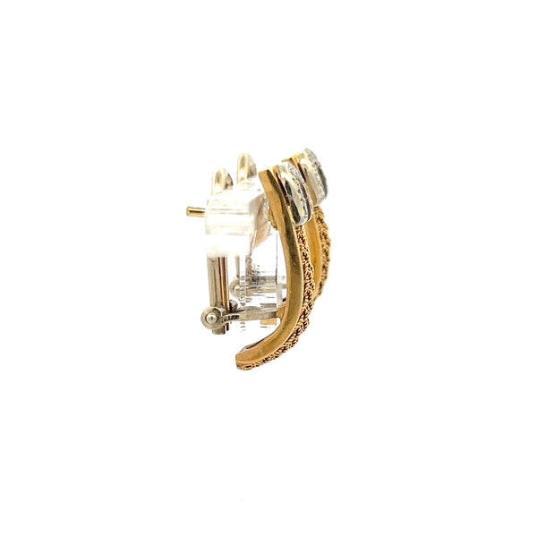 0.07 Carat Round Brilliant I SI Diamond 18 Karat Yellow Gold Clip On Earrings