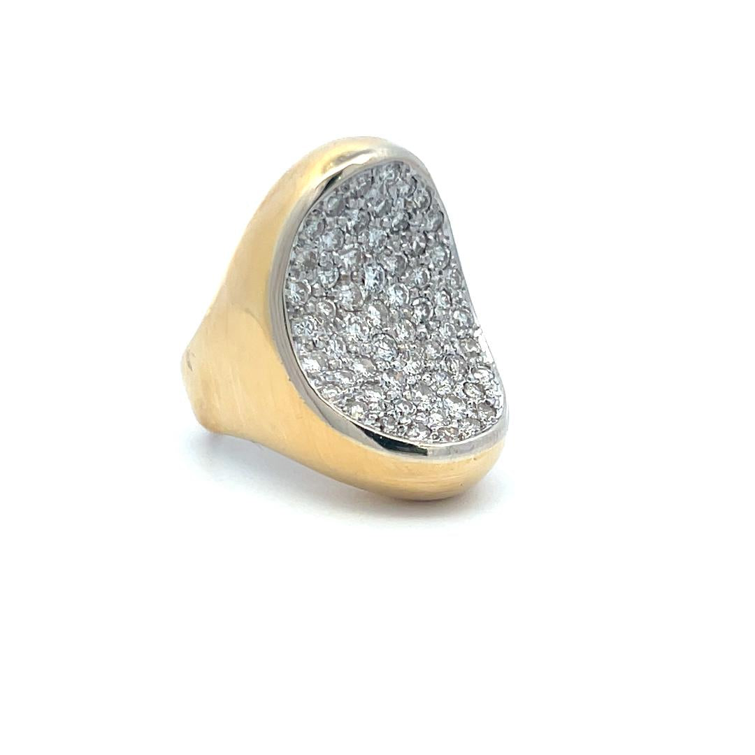 3.00 Carat Round Brilliant I SI Diamond 18 Karat Yellow Gold Cocktail Ring