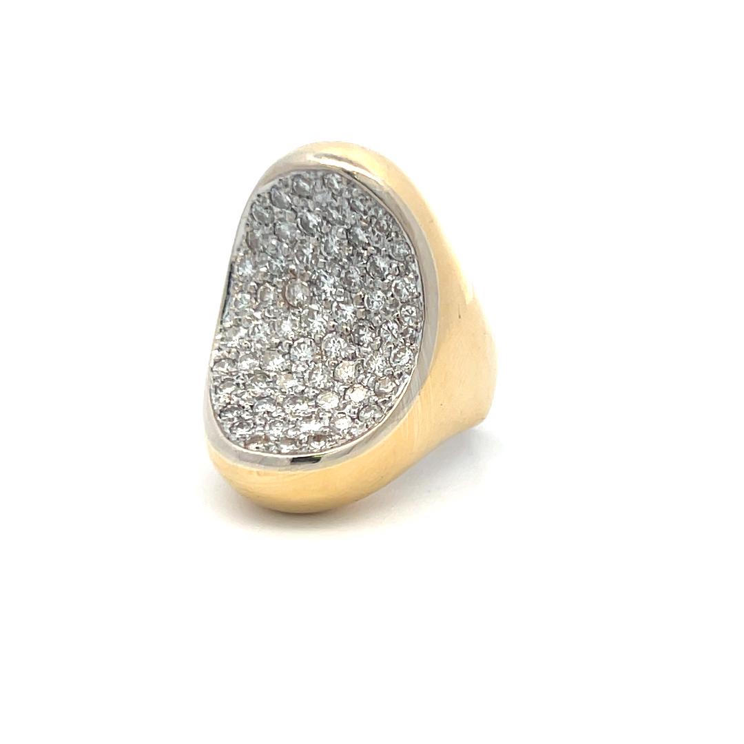 3.00 Carat Round Brilliant I SI Diamond 18 Karat Yellow Gold Cocktail Ring