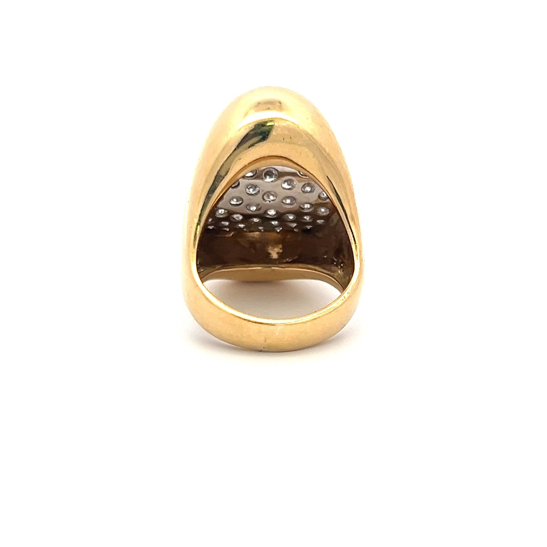 3.00 Carat Round Brilliant I SI Diamond 18 Karat Yellow Gold Cocktail Ring