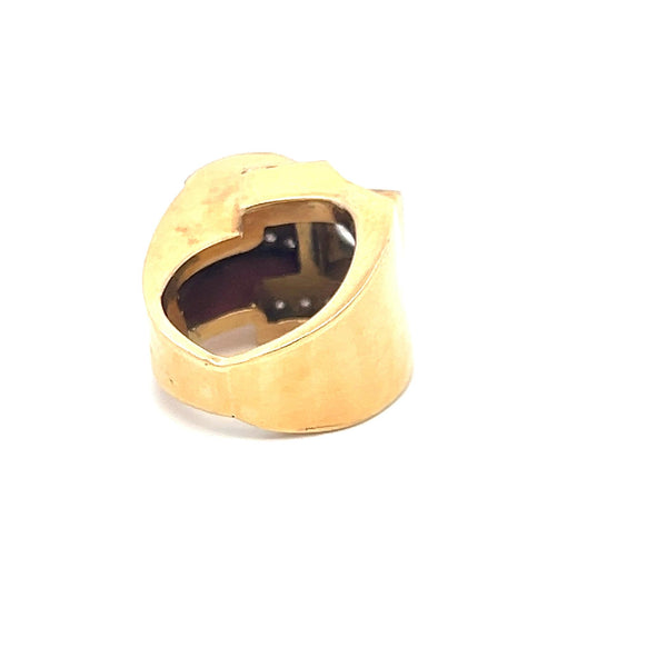 0.90 Carat Round and Old European Diamond 0.50 Carat Ruby 18K Gold Cocktail Ring
