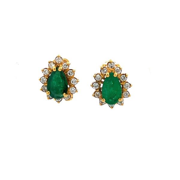 2.50 Carat Emerald 0.50 Carat Round Brilliant Diamond 18K YG Clip On Earrings