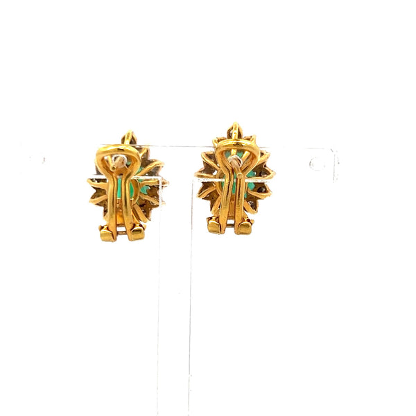 2.50 Carat Emerald 0.50 Carat Round Brilliant Diamond 18K YG Clip On Earrings