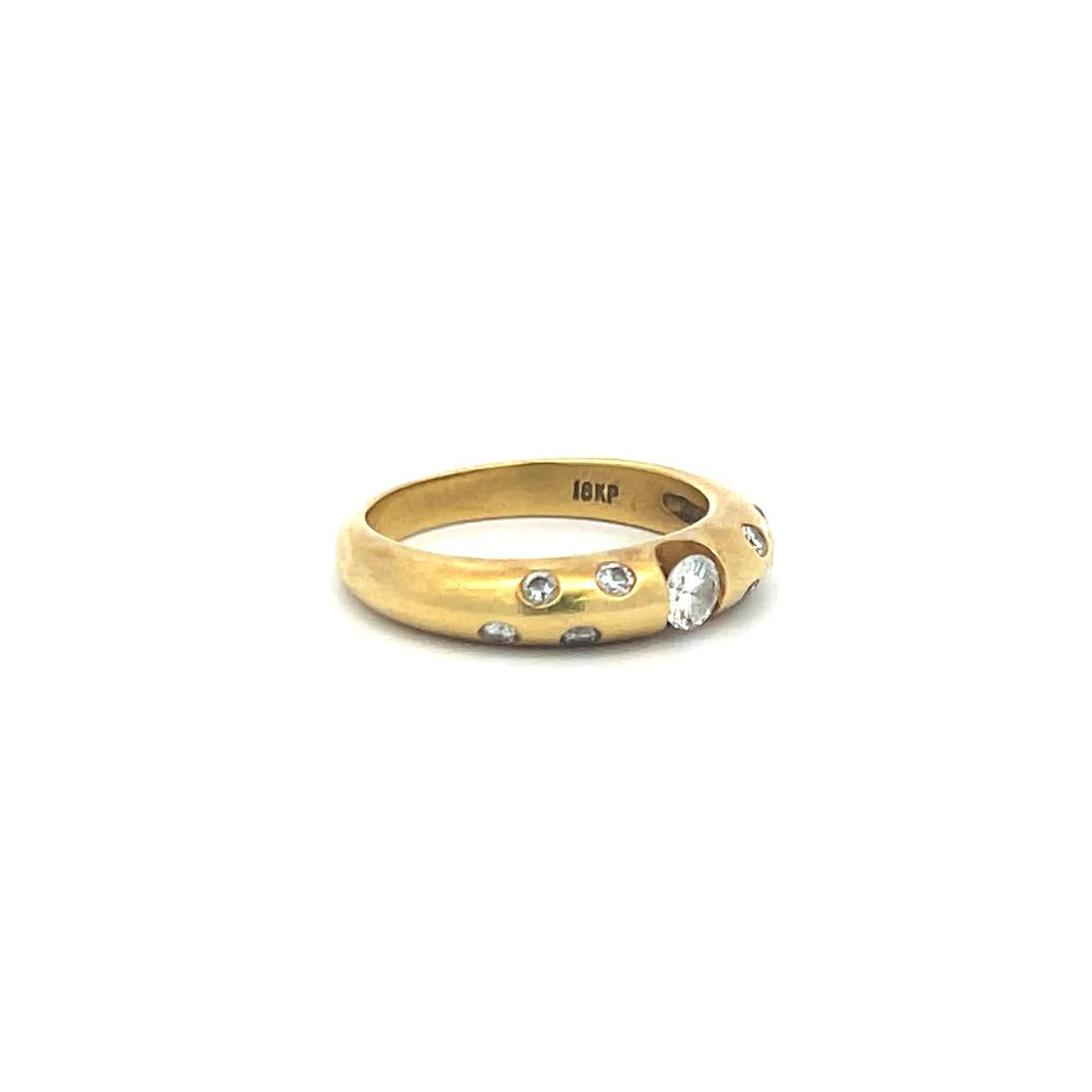 0.37 Carat Round Brilliant H SI Diamond 18 Karat Yellow Gold Band Ring