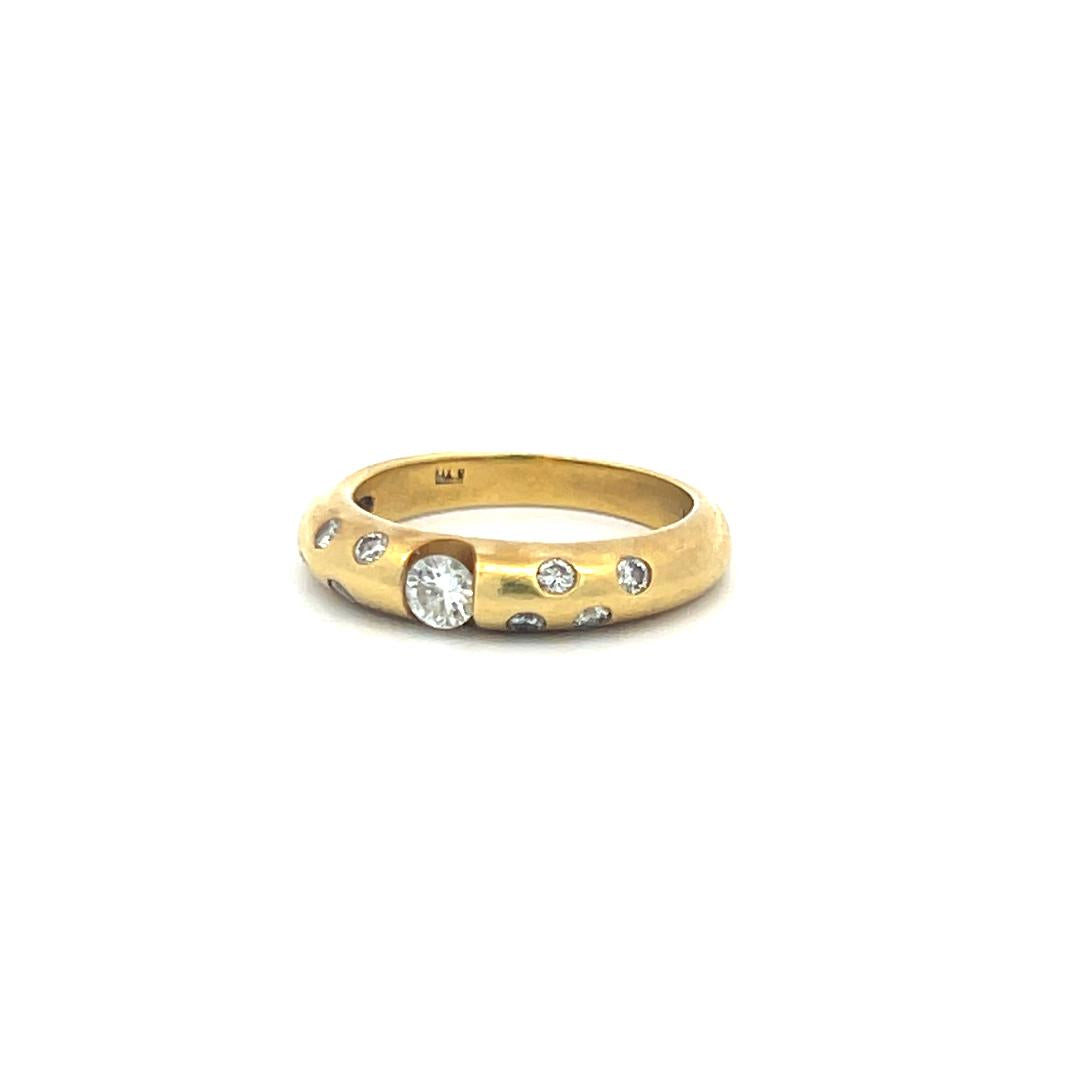0.37 Carat Round Brilliant H SI Diamond 18 Karat Yellow Gold Band Ring