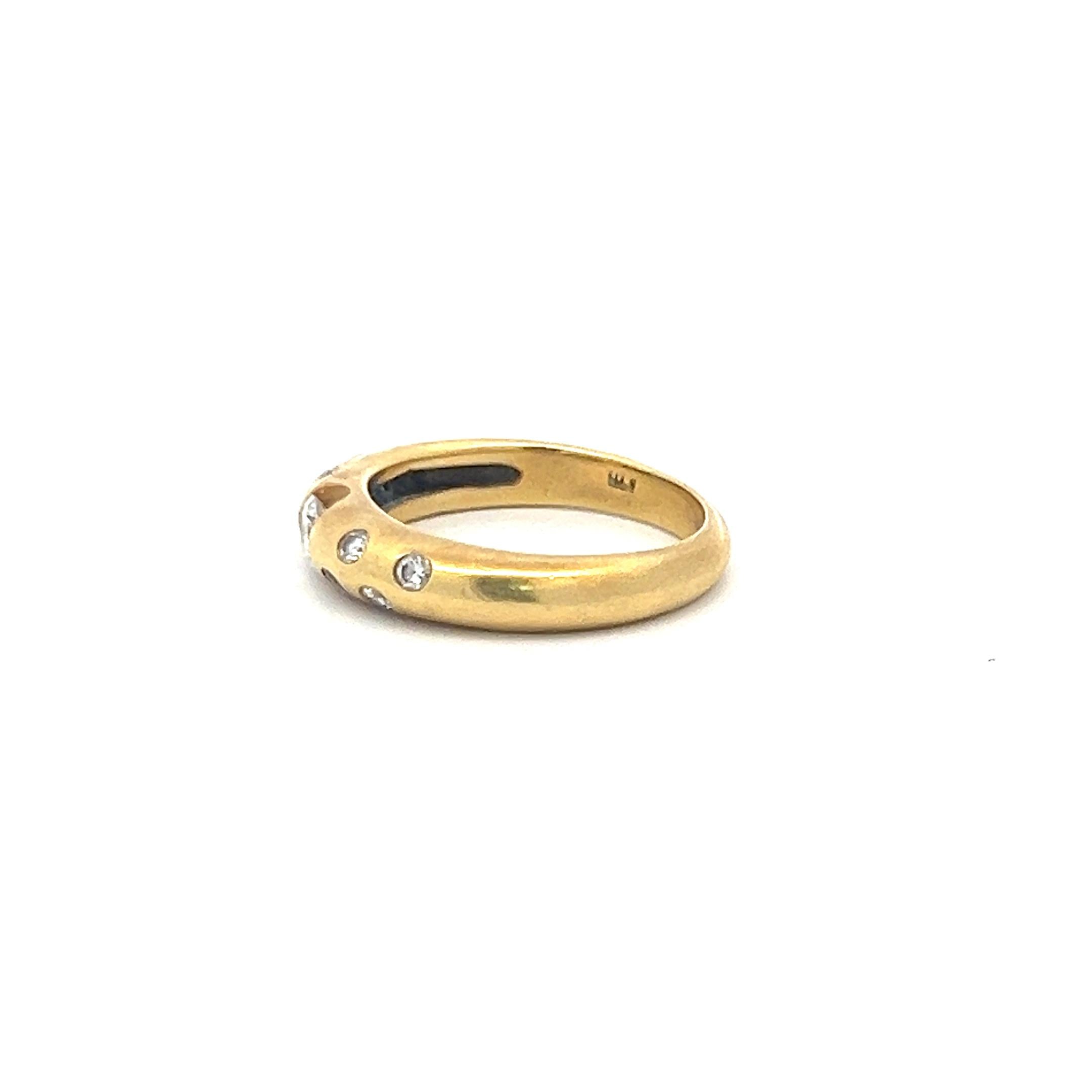 0.37 Carat Round Brilliant H SI Diamond 18 Karat Yellow Gold Band Ring
