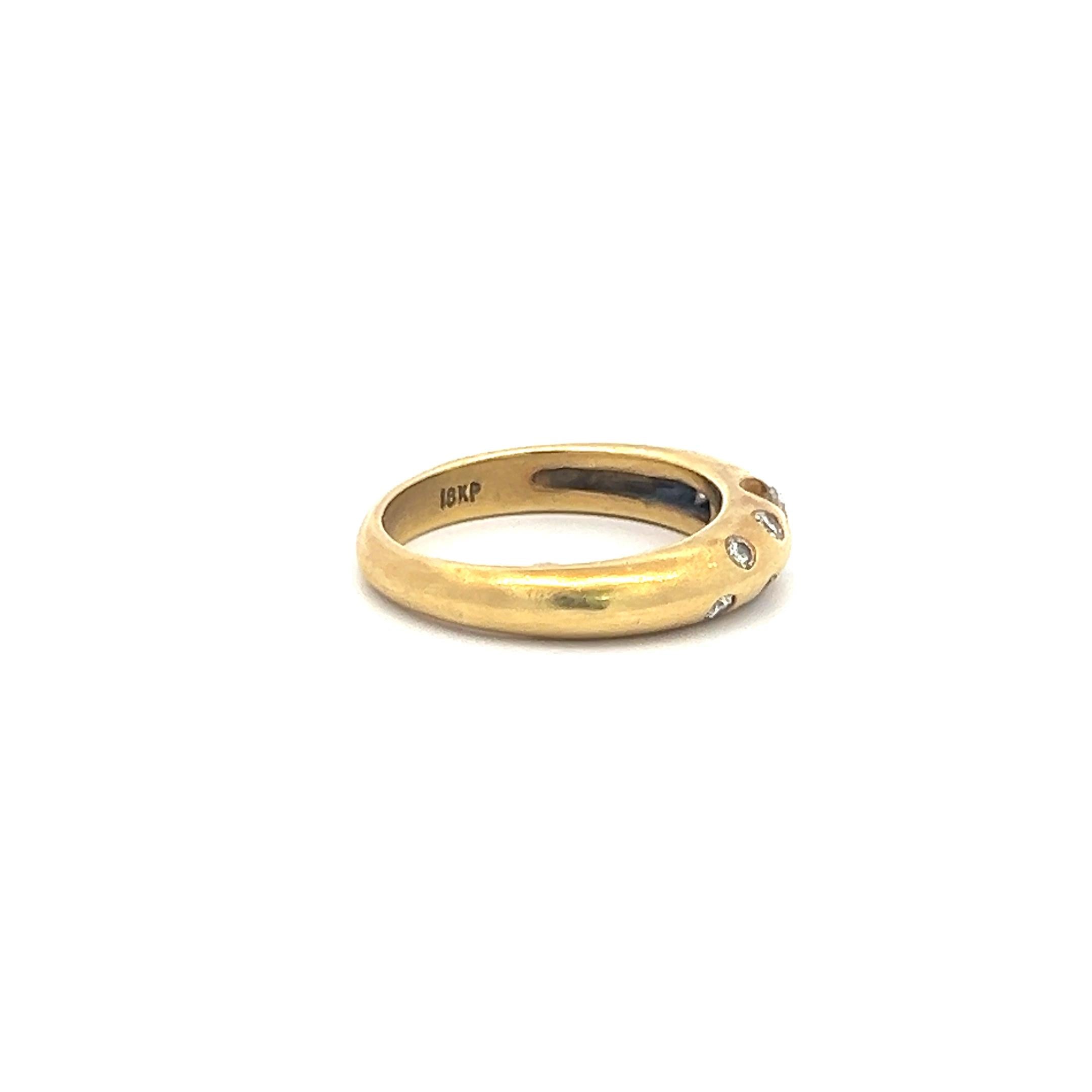 0.37 Carat Round Brilliant H SI Diamond 18 Karat Yellow Gold Band Ring