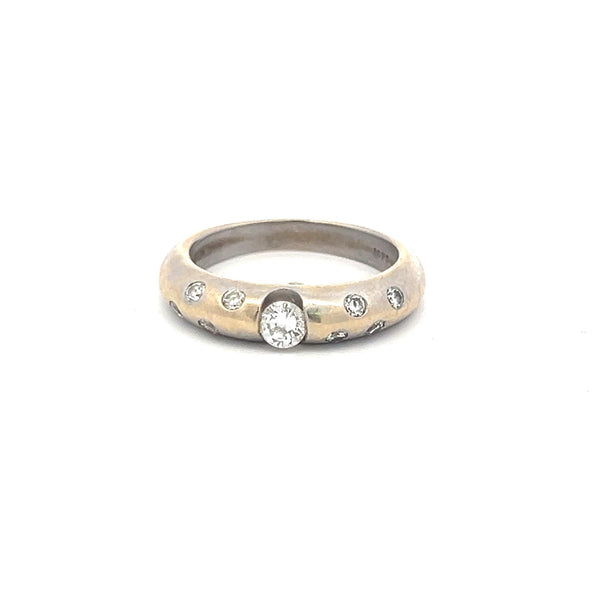 0.37 Carat Round Brilliant H SI Diamond 18 Karat White Gold Band Ring