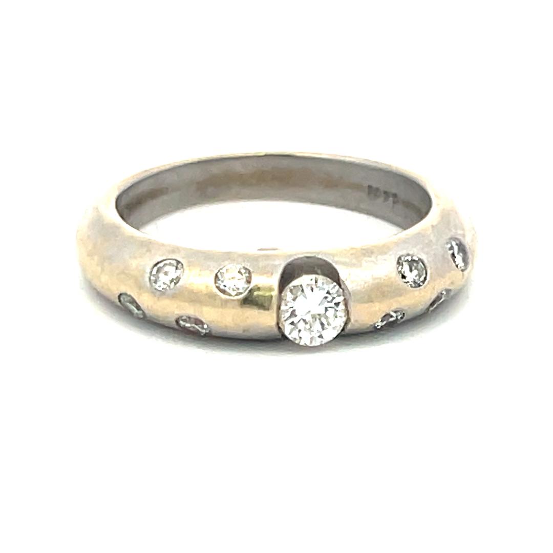 0.37 Carat Round Brilliant H SI Diamond 18 Karat White Gold Band Ring