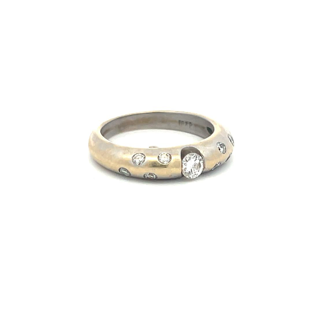 0.37 Carat Round Brilliant H SI Diamond 18 Karat White Gold Band Ring