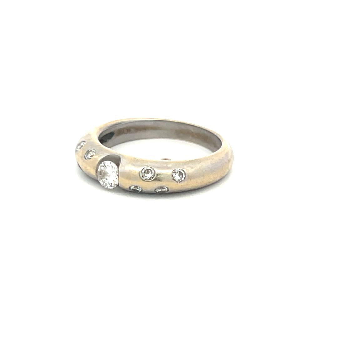 0.37 Carat Round Brilliant H SI Diamond 18 Karat White Gold Band Ring