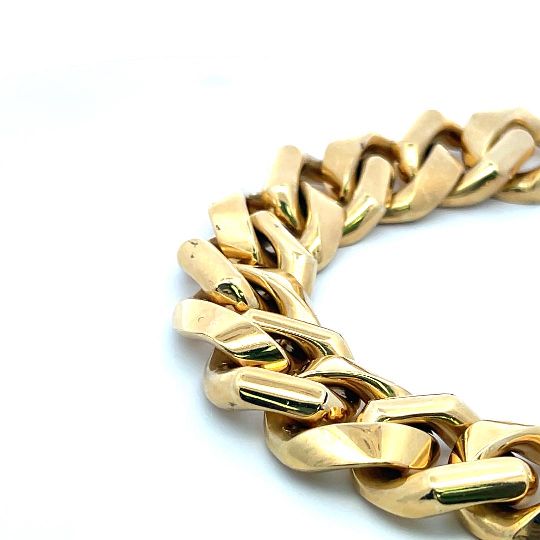 Vintage Cuban 99.70 Grams 18 Karat Yellow Gold Link Bracelet