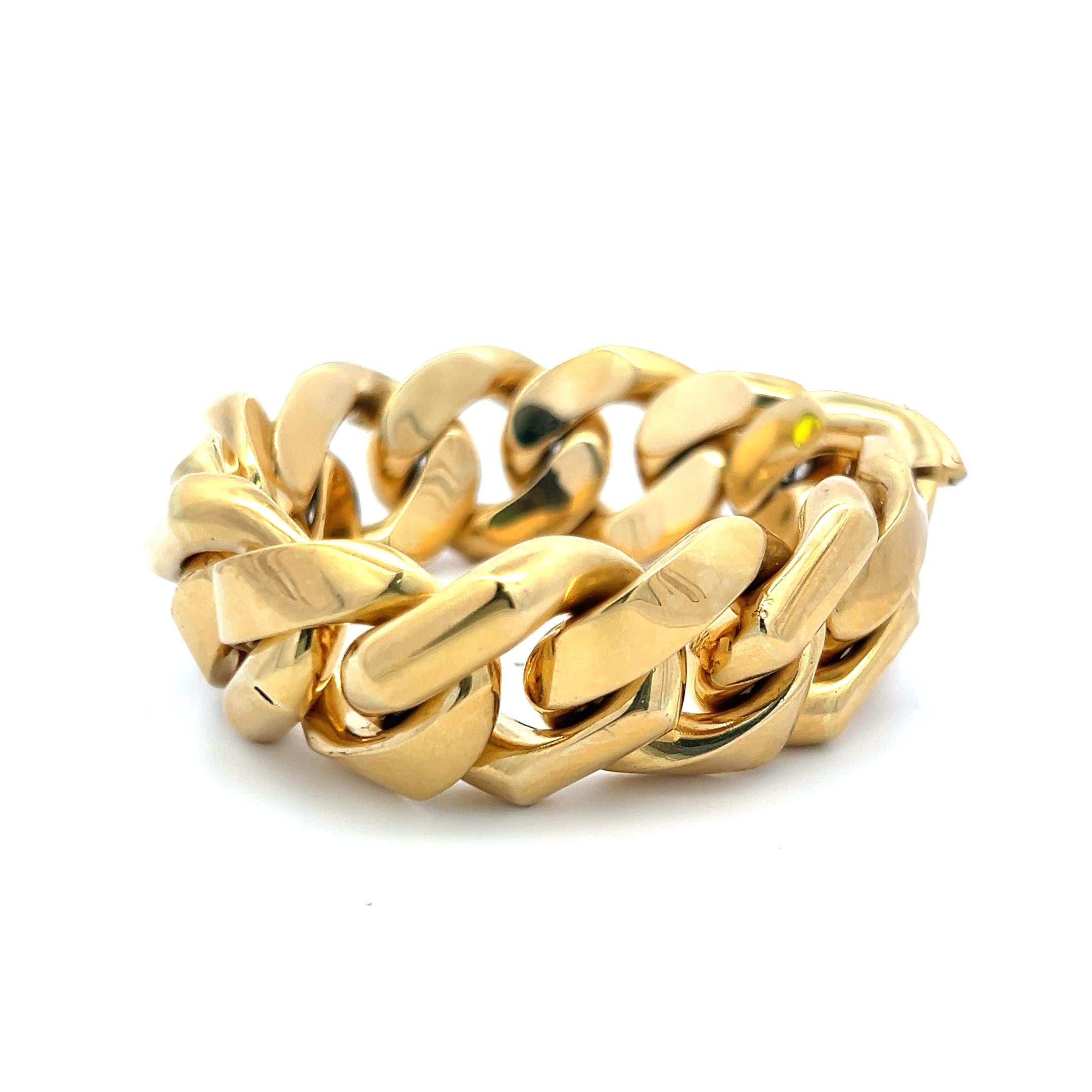 Vintage Cuban 99.70 Grams 18 Karat Yellow Gold Link Bracelet