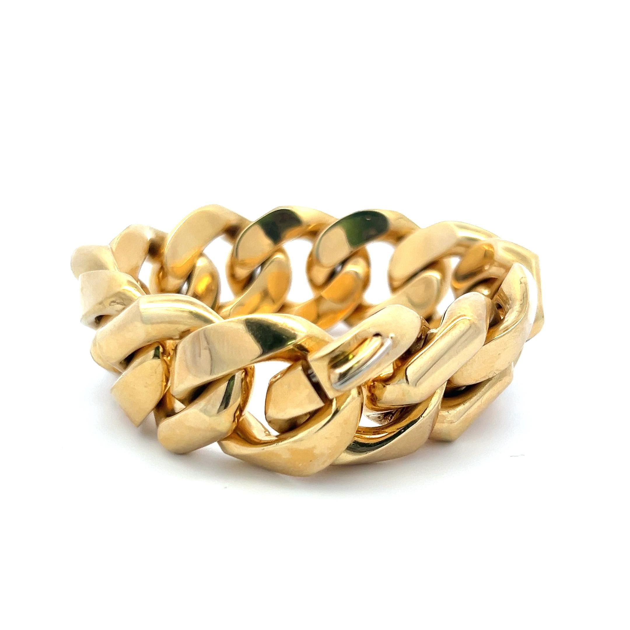 Vintage Cuban 99.70 Grams 18 Karat Yellow Gold Link Bracelet