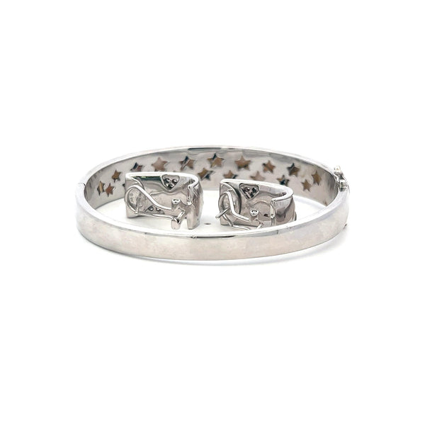 0.40 Carat Round Brilliant Diamond 14K White Gold Bangle Bracelet and Earrings