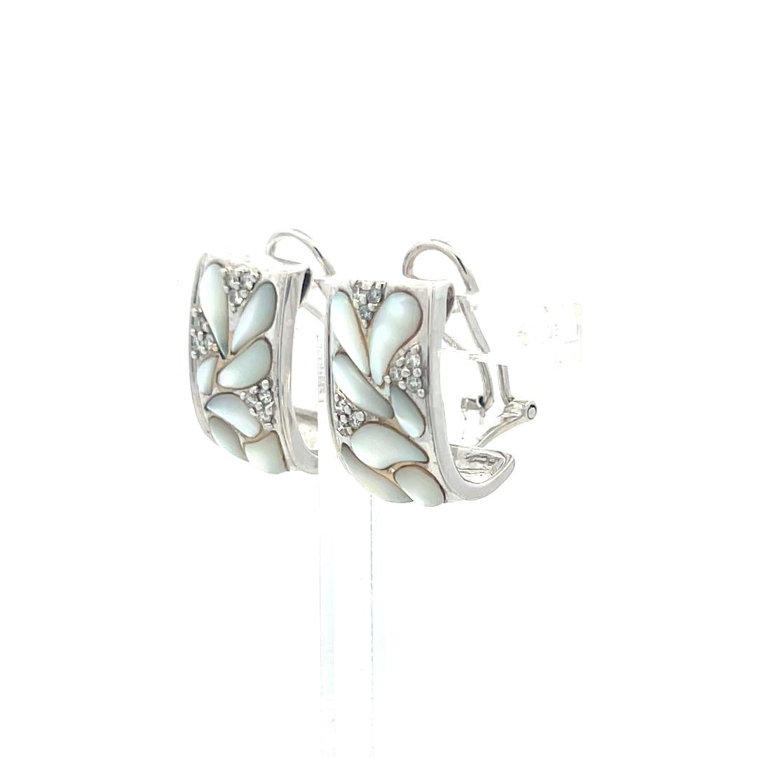 0.40 Carat Round Brilliant Diamond 14K White Gold Bangle Bracelet and Earrings