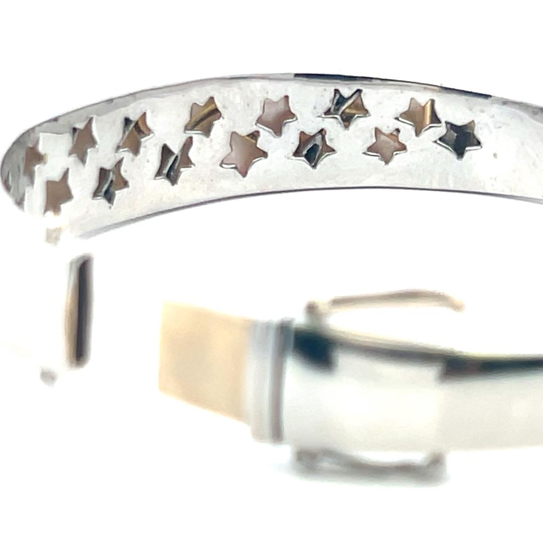 0.40 Carat Round Brilliant Diamond 14K White Gold Bangle Bracelet and Earrings