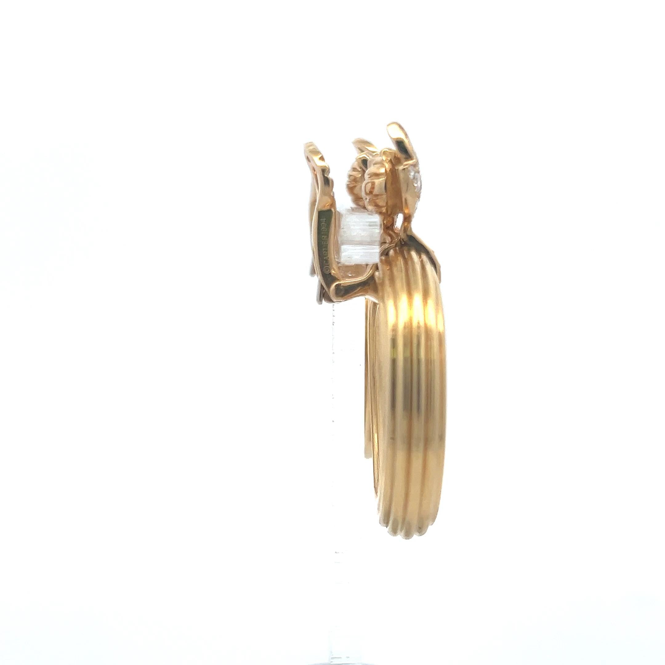 Cartier 1.25 Carat Round Brilliant Diamond 18 Karat Yellow Gold Dangling Earring