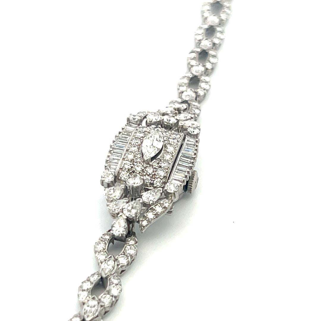 6.70 Carat Round Marquis and Pear Shape Diamond Platinum Bracelet Watch
