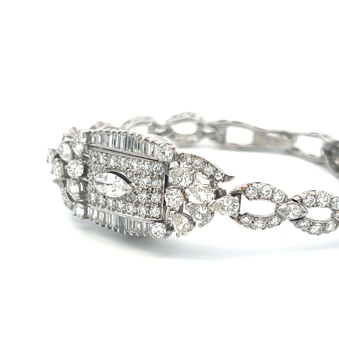 6.70 Carat Round Marquis and Pear Shape Diamond Platinum Bracelet Watch