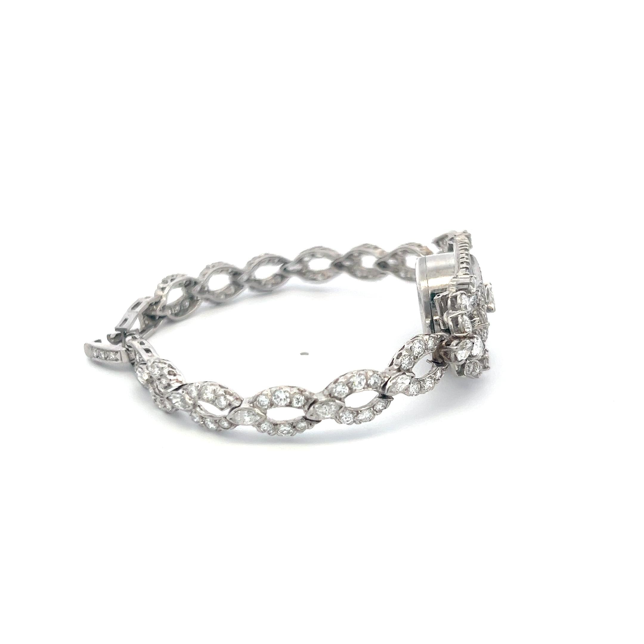 6.70 Carat Round Marquis and Pear Shape Diamond Platinum Bracelet Watch