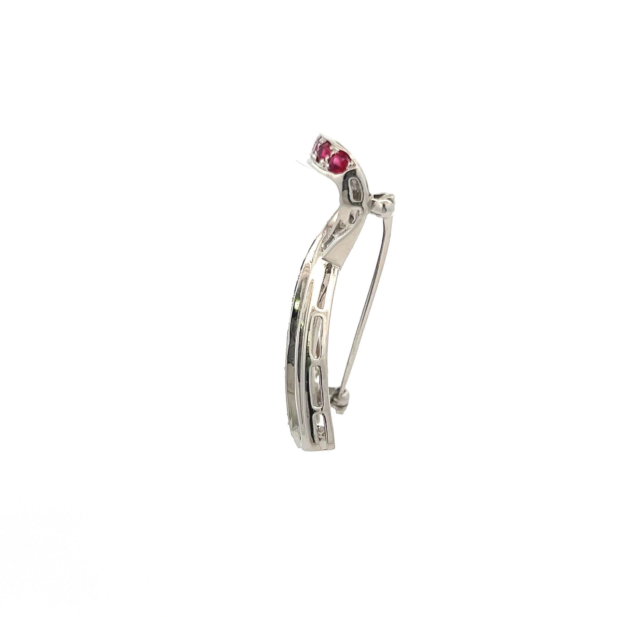 Harry Winston 1.50 Carat Round Diamond 1.85 Carat Sapphire Ruby Plat Pin Brooch