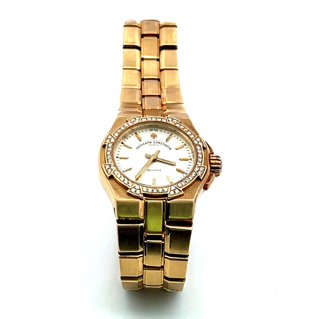 Vacheron Consta 0.32 Carat Round Diamond 18 Karat Yellow Gold Wrist Watch