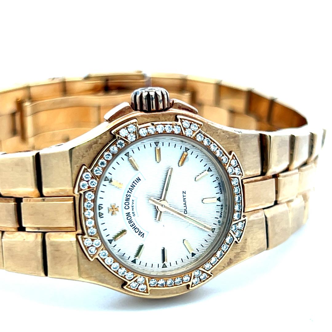 Vacheron Consta 0.32 Carat Round Diamond 18 Karat Yellow Gold Wrist Watch