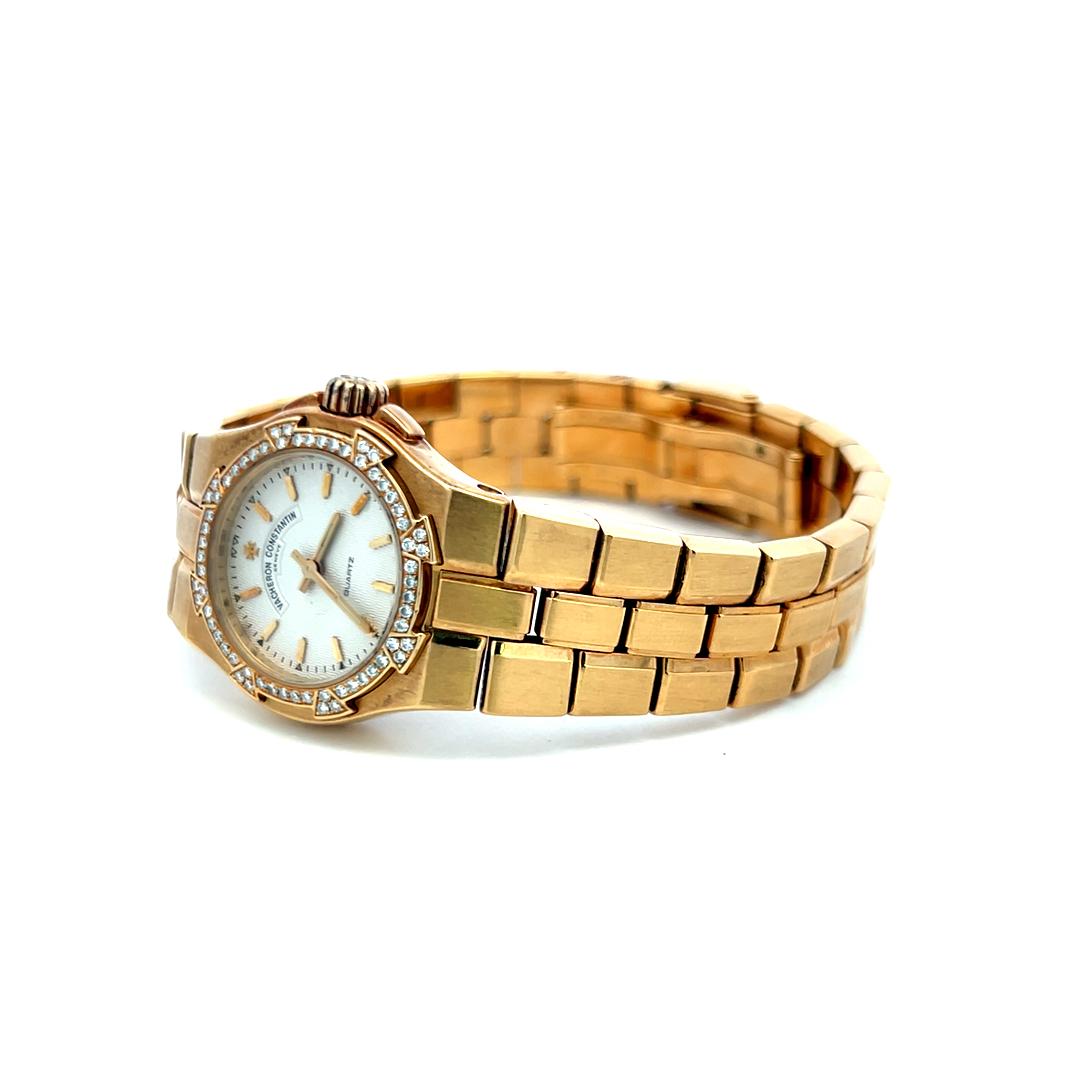Vacheron Consta 0.32 Carat Round Diamond 18 Karat Yellow Gold Wrist Watch