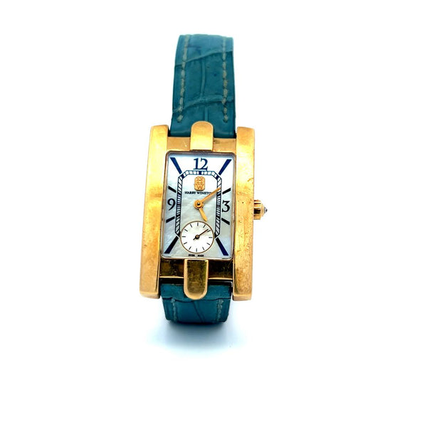 Harry Winston Avenue 36-22MM Dial 18 Karat Yellow Gold Wrist Watch