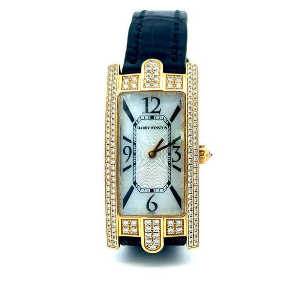 Harry Winston 0.90 Carat Round Diamond 18 Karat Yellow Gold Wrist Watch