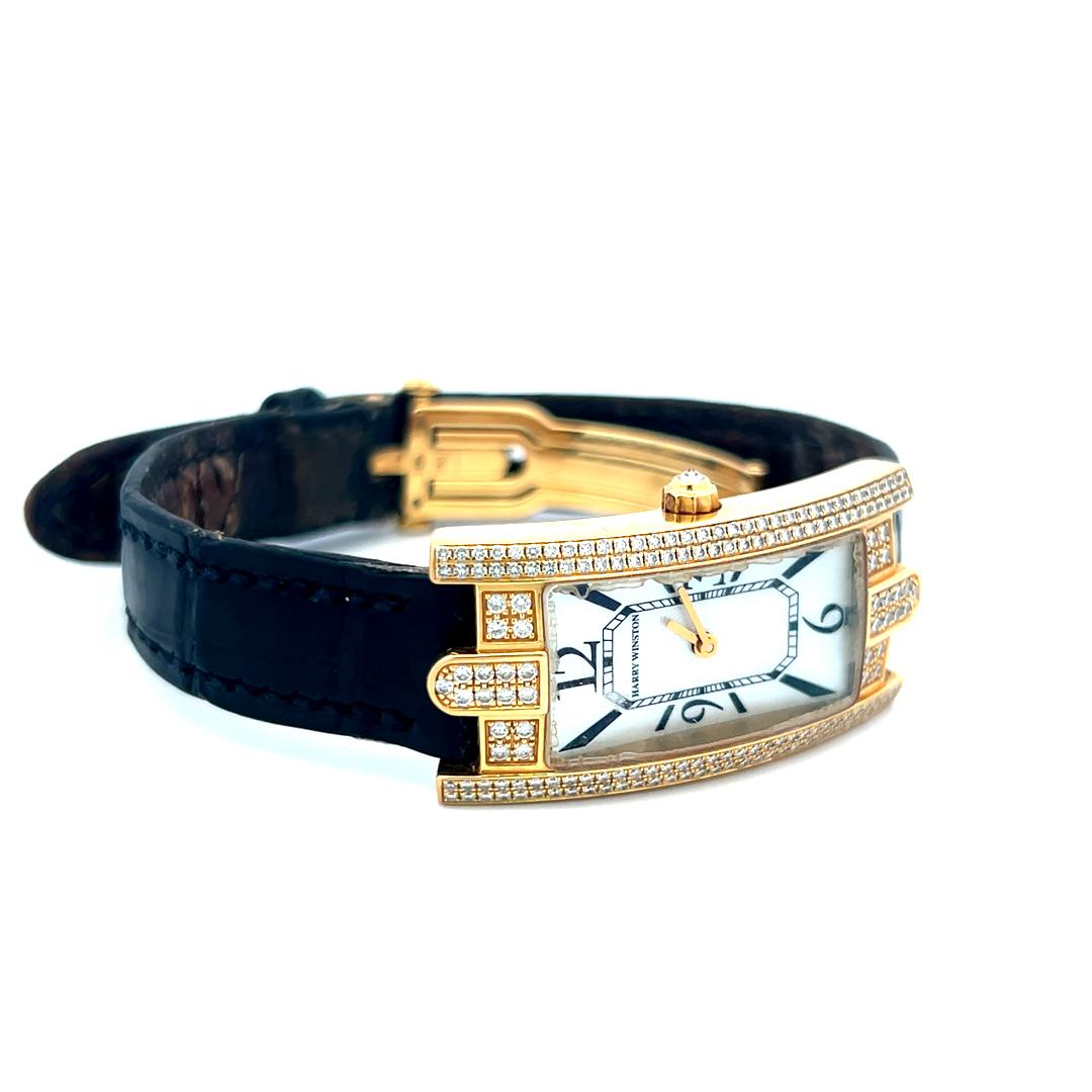 Harry Winston 0.90 Carat Round Diamond 18 Karat Yellow Gold Wrist Watch