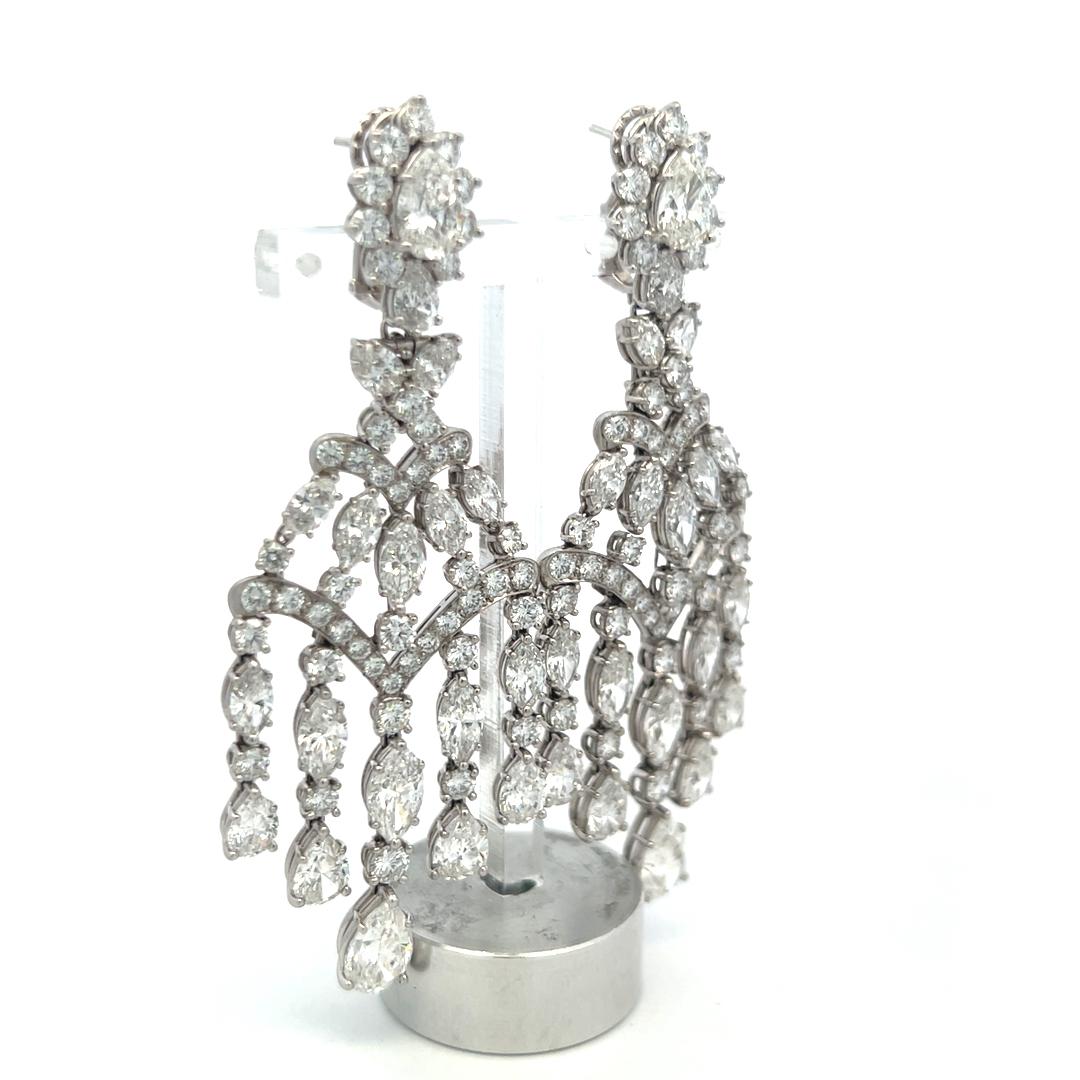Harry Winston 25.45 Carat Mixed Shape D-VS Diamond Platinum Dangling Earrings