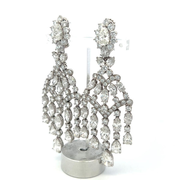 Harry Winston 25.45 Carat Mixed Shape D-VS Diamond Platinum Dangling Earrings