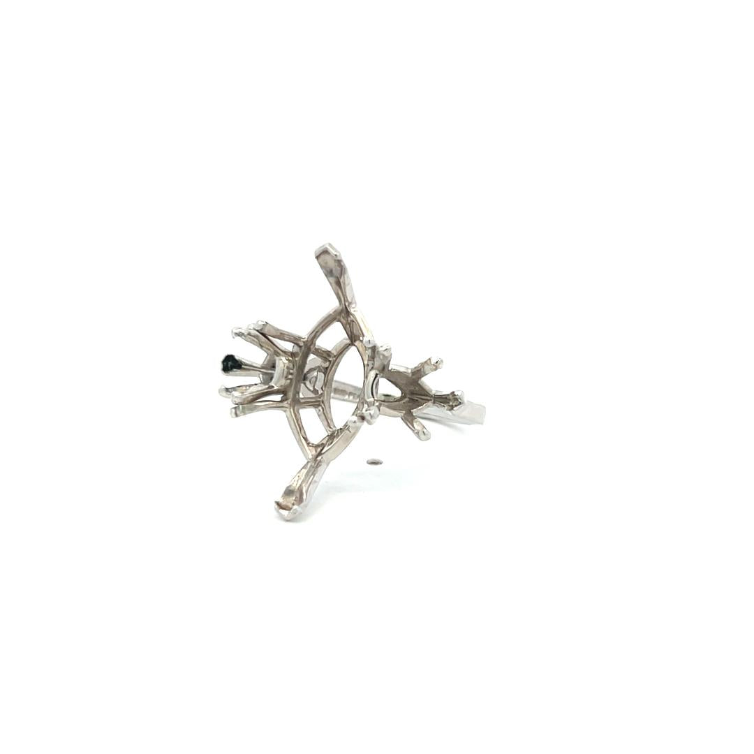 Center Stone Hold 10 Carat Marquis Platinum Semi Mount Ring