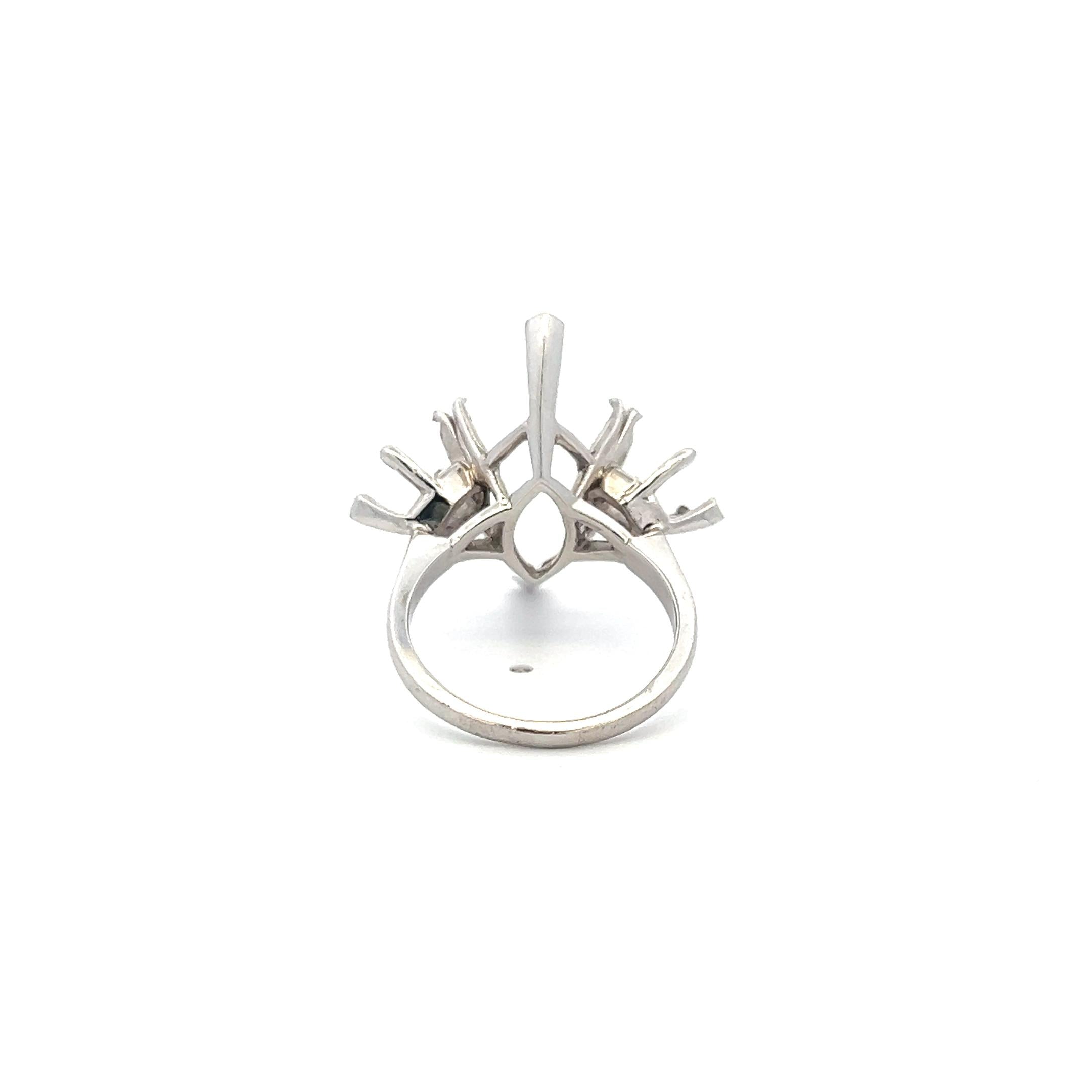 Center Stone Hold 10 Carat Marquis Platinum Semi Mount Ring