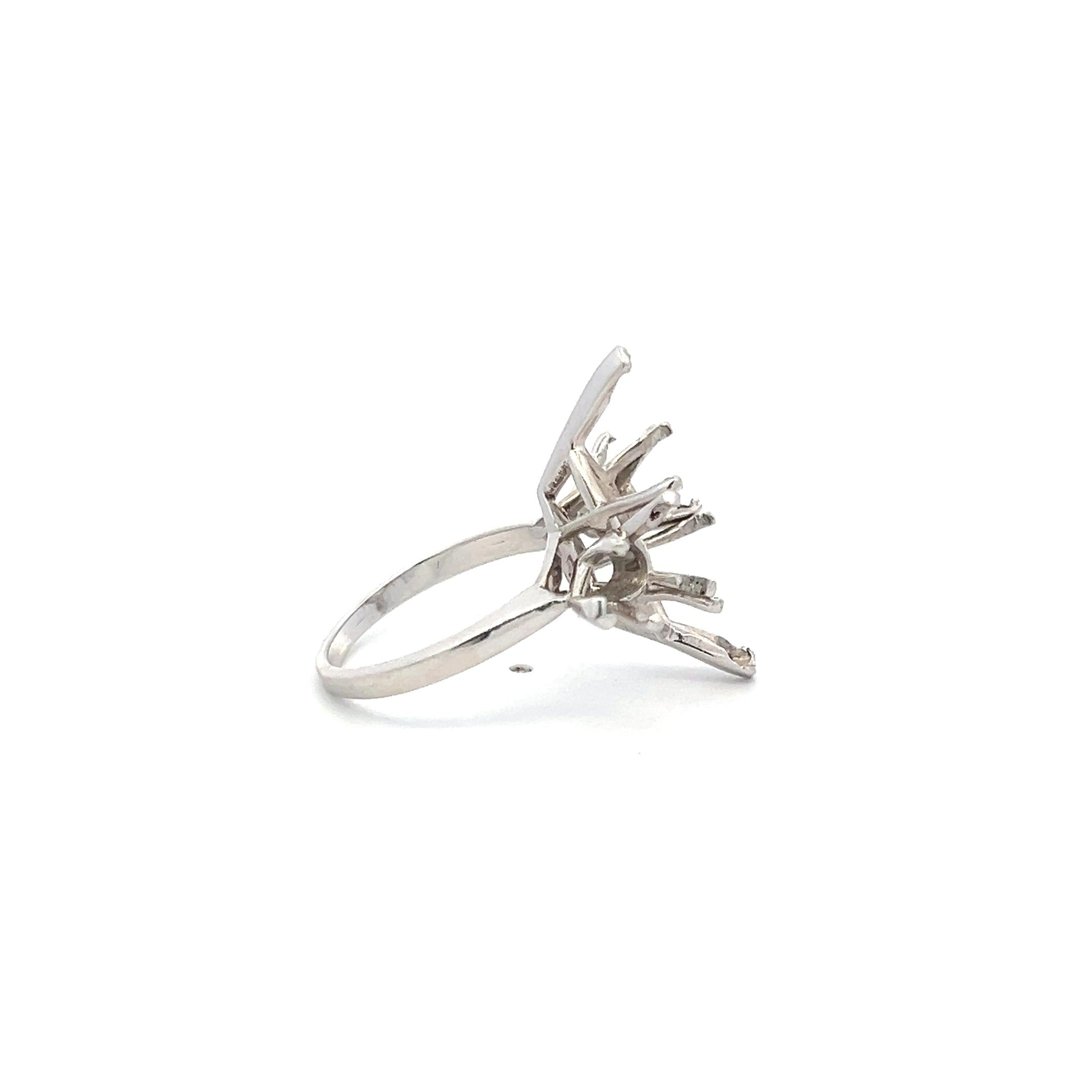 Center Stone Hold 10 Carat Marquis Platinum Semi Mount Ring