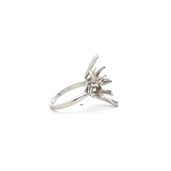 Center Stone Hold 10 Carat Marquis Platinum Semi Mount Ring