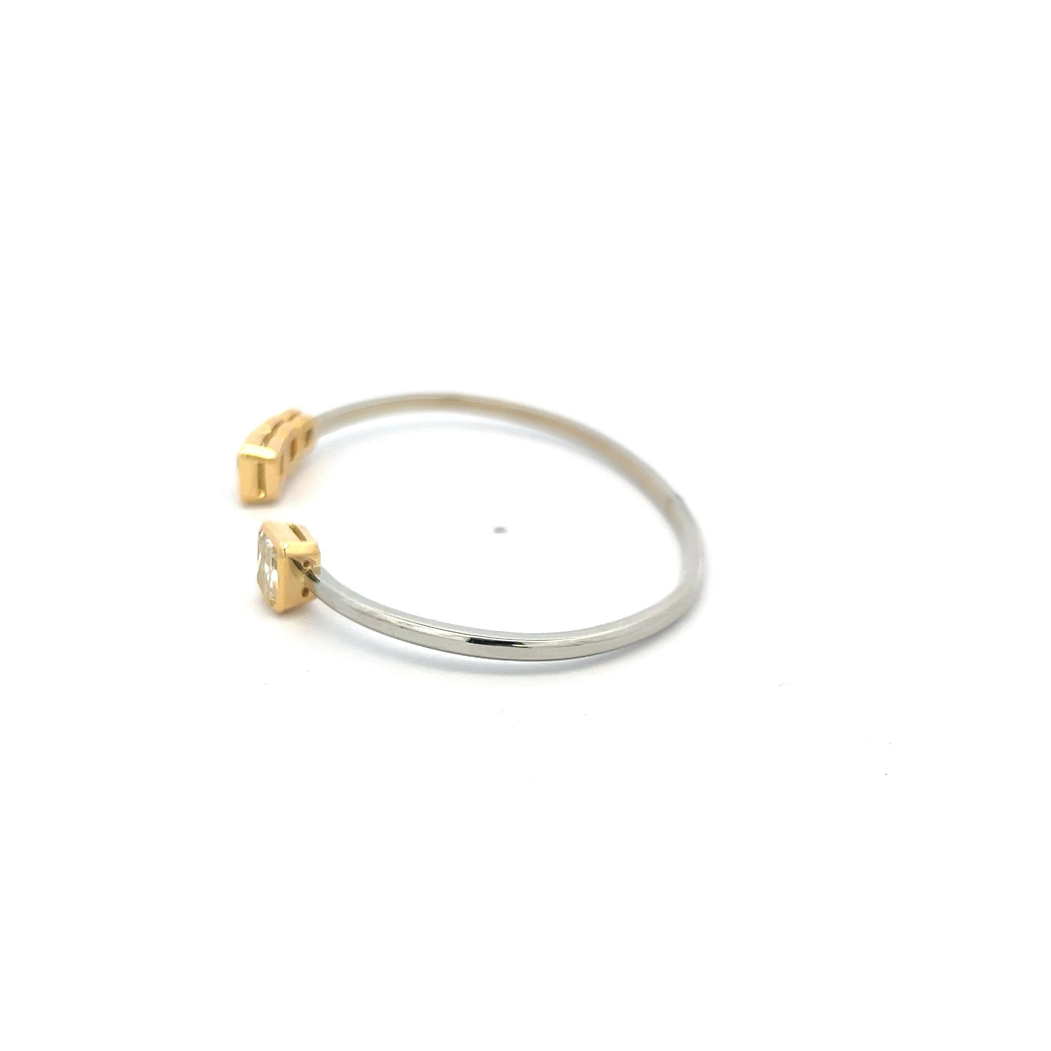 2.96 Carat Radiant Cut Diamond Two-Tone 18K Gold Open Cuff Bracelet