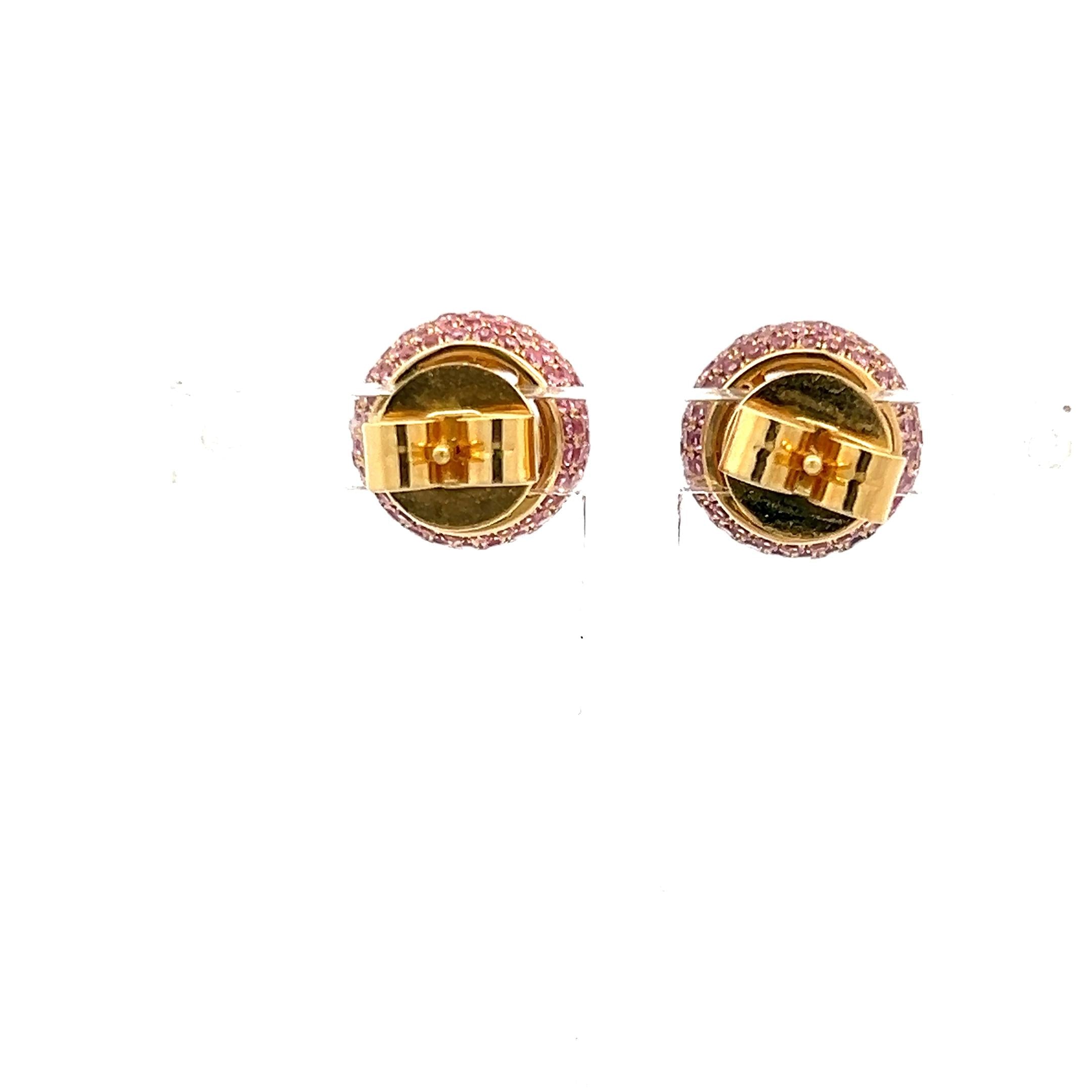 18K Yellow Gold Studs Earring with 7 Carat Round & Heart Semi Precious Gemstones