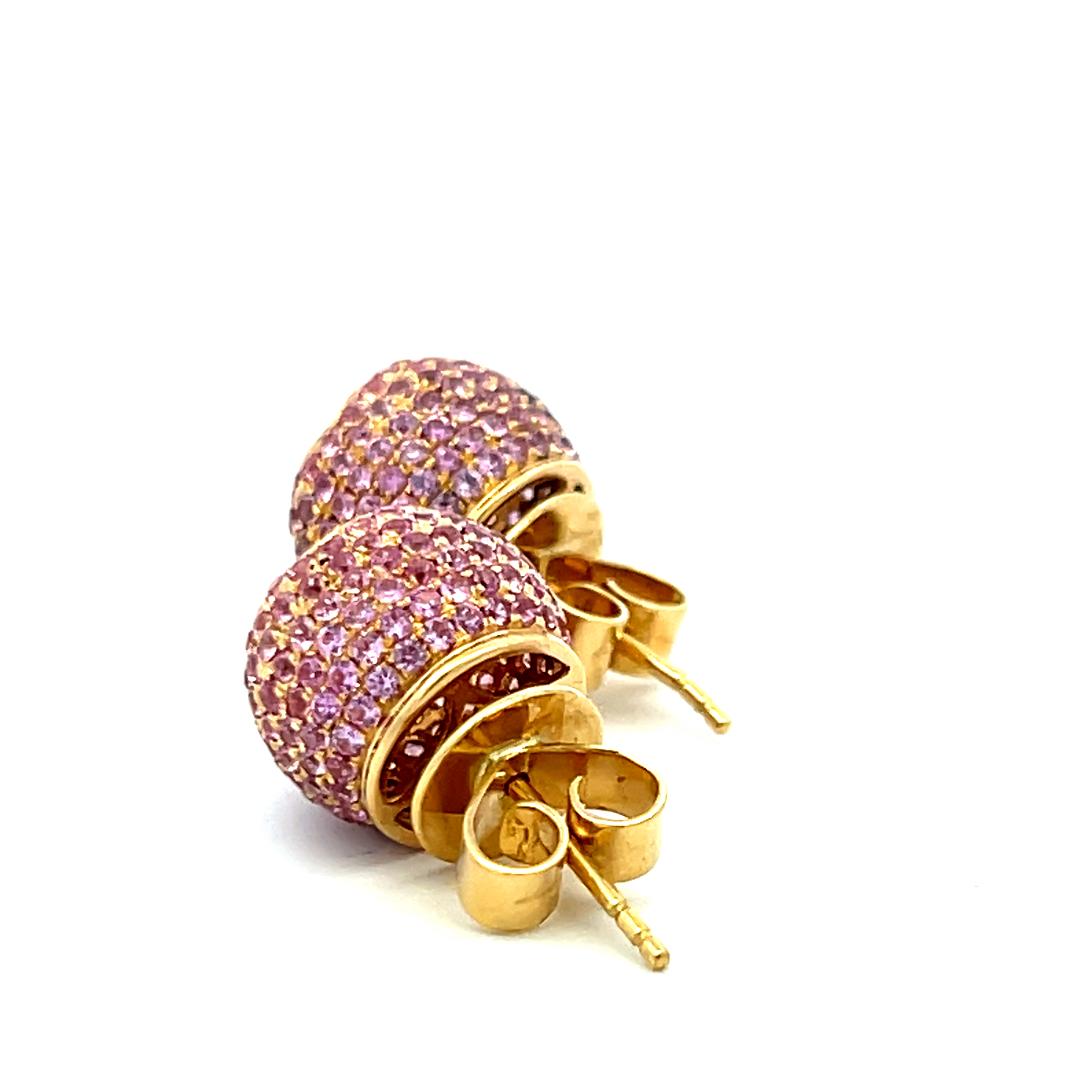 18K Yellow Gold Studs Earring with 7 Carat Round & Heart Semi Precious Gemstones